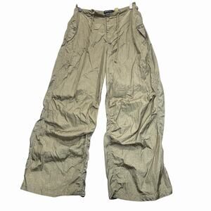 Motel Rocks Parashute Baggy Pants Olive Green Womens Sz S Pockets Oversized